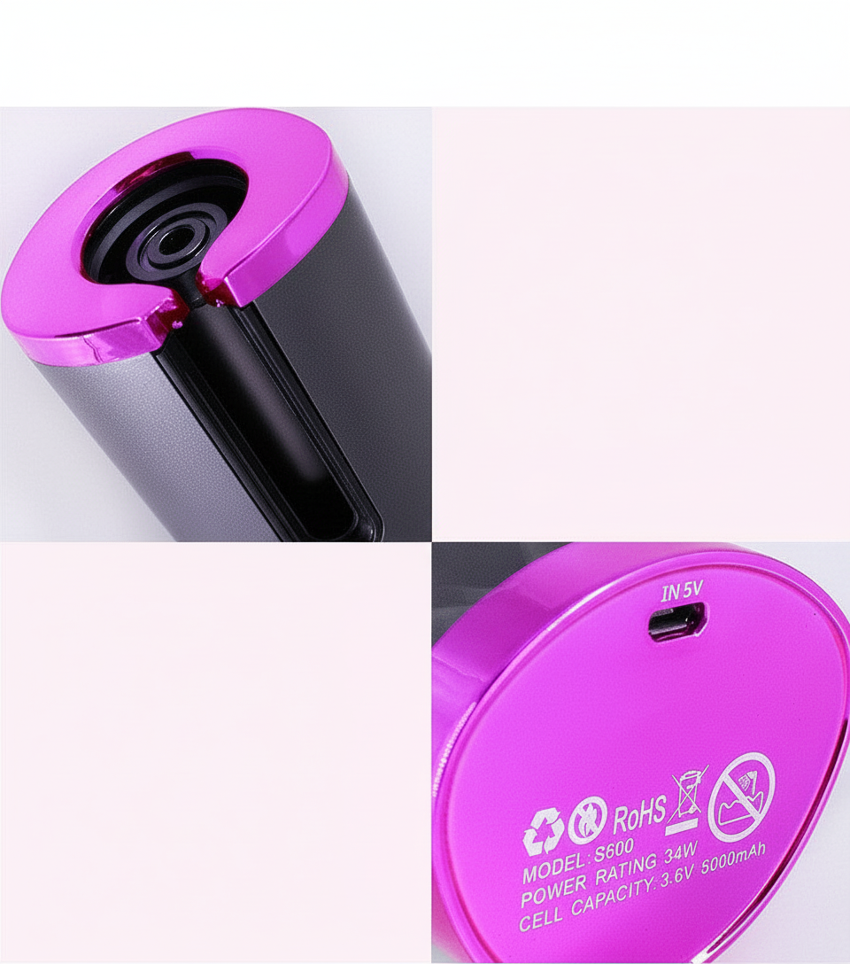 Cordless Automatic Hair Curler – Rechargeable Rotating Curling Iron with LCD Display