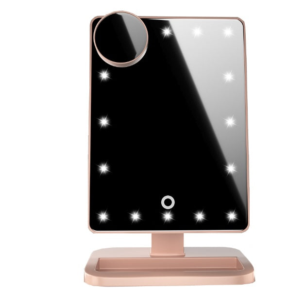 Rose Gold LED Makeup Mirror with Touch Control & Magnification
