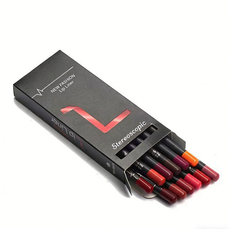 12-Piece Professional Lip Liner Set – Multi-Color Matte Lip Pencils – Long-Lasting Stereoscopic Lip Definer Kit
