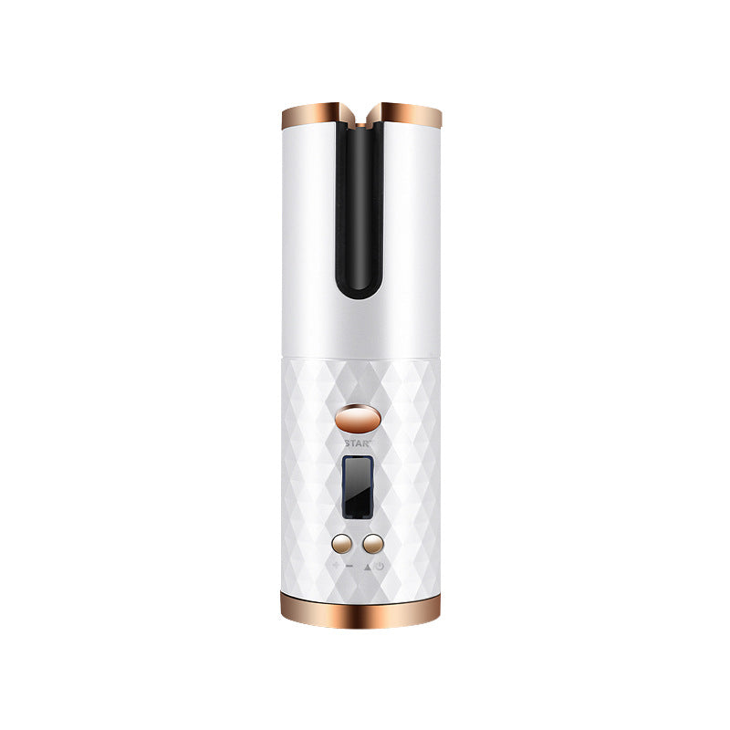 Cordless Automatic Hair Curler – Rechargeable Rotating Curling Iron with LCD Display