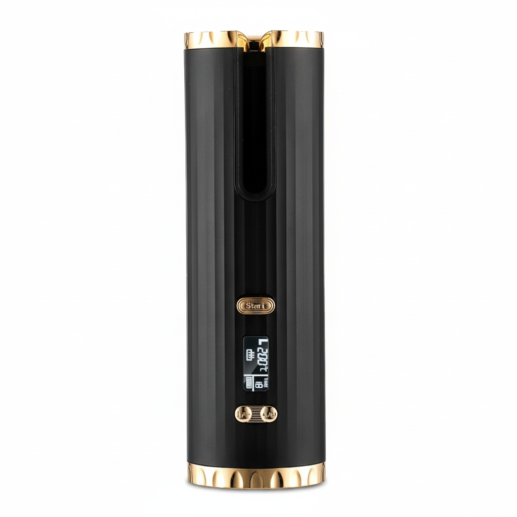Cordless Automatic Hair Curler – Rechargeable Rotating Curling Iron with LCD Display