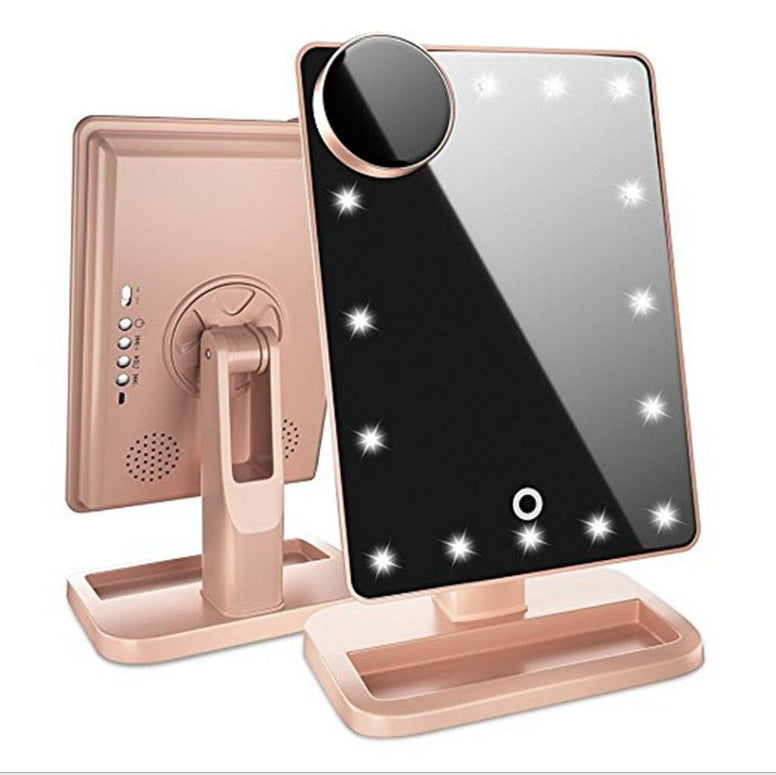 Rose Gold LED Makeup Mirror with Touch Control & Magnification