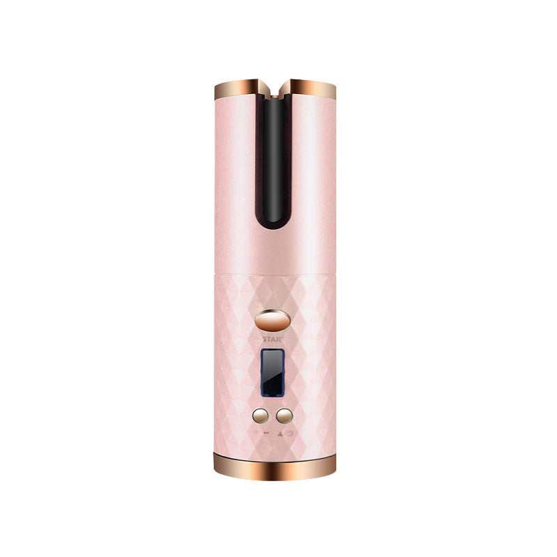 Cordless Automatic Hair Curler – Rechargeable Rotating Curling Iron with LCD Display