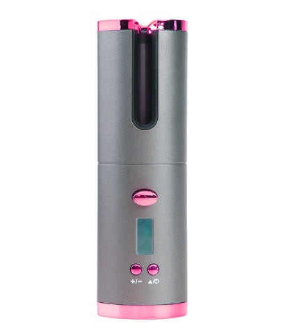 Cordless Automatic Hair Curler – Rechargeable Rotating Curling Iron with LCD Display