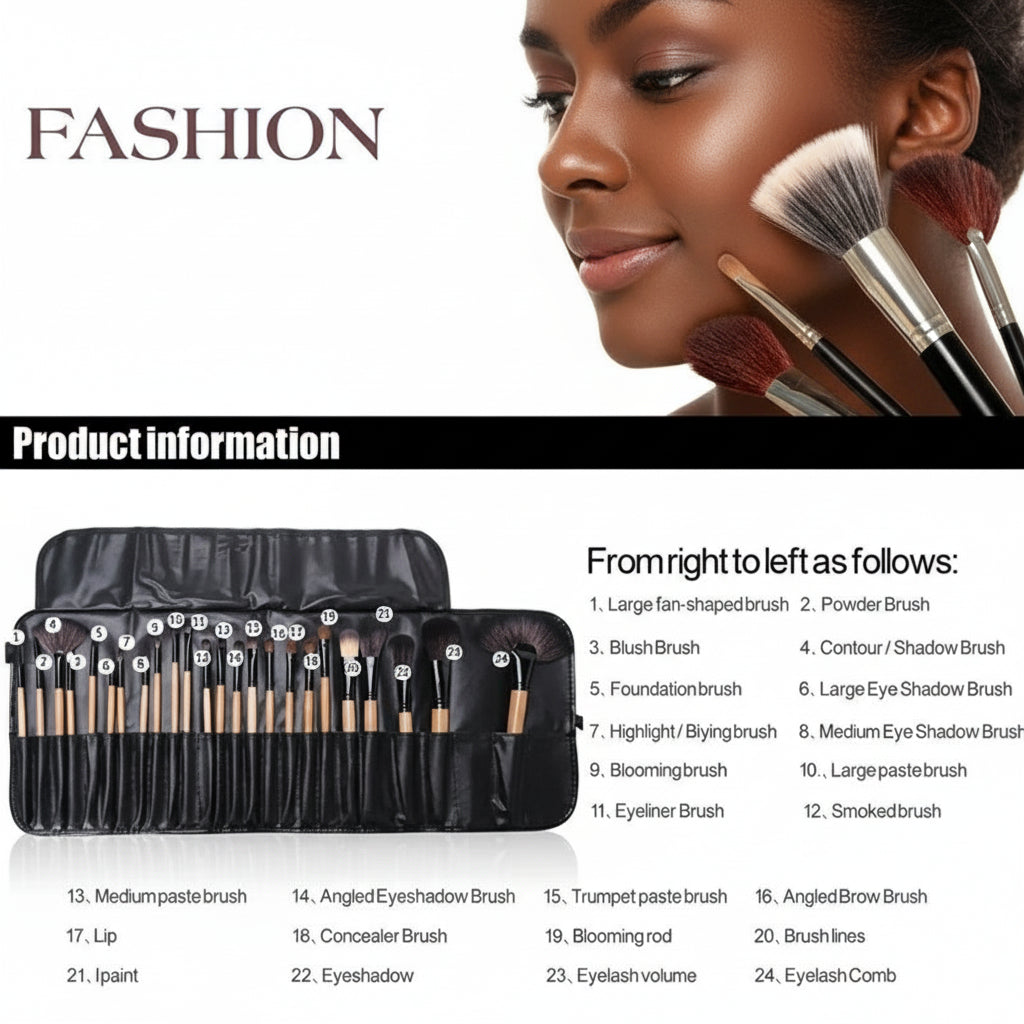 Gift Bag Of 24 Pcs Makeup Brush Sets Professional Cosmetics Brushes Eyebrow Powder Foundation Shadows Pinceaux Make Up Tools