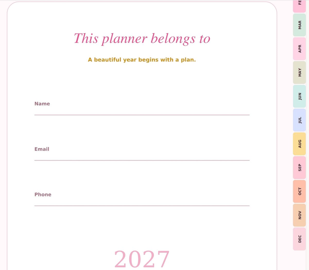 2027 Yearly Planner | Organize Your Year in Style
