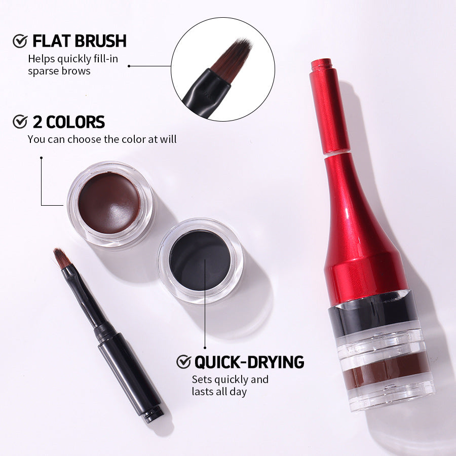 MultifunctQuick-Drying Eyebrow Cream Duo – Smudge-Proof Brow Sculpting Set – Dual Shade Pomade for Natural or Bold Brows