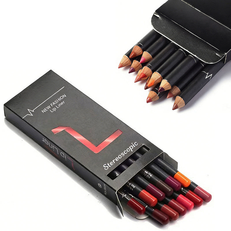 12-Piece Professional Lip Liner Set – Multi-Color Matte Lip Pencils – Long-Lasting Stereoscopic Lip Definer Kit
